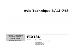 Avis technique, Suspentes panneaux préfabriqués